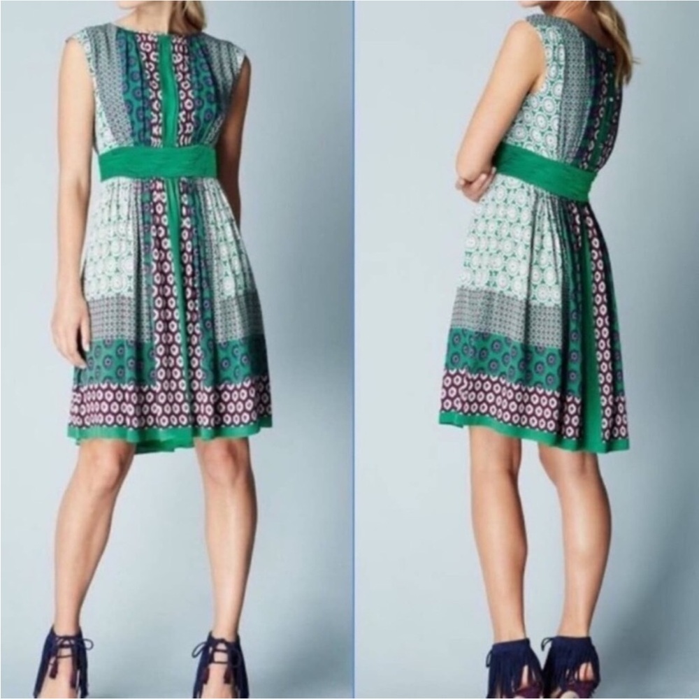 Boden patchwork green dress Sz 18